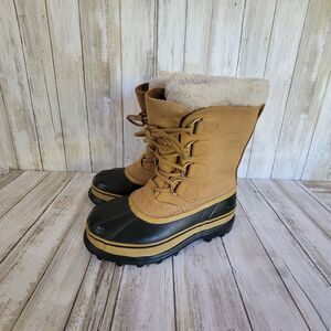 Sorel Mens Caribou Beige Mid Calf Waterproof Snow Boots Size 6